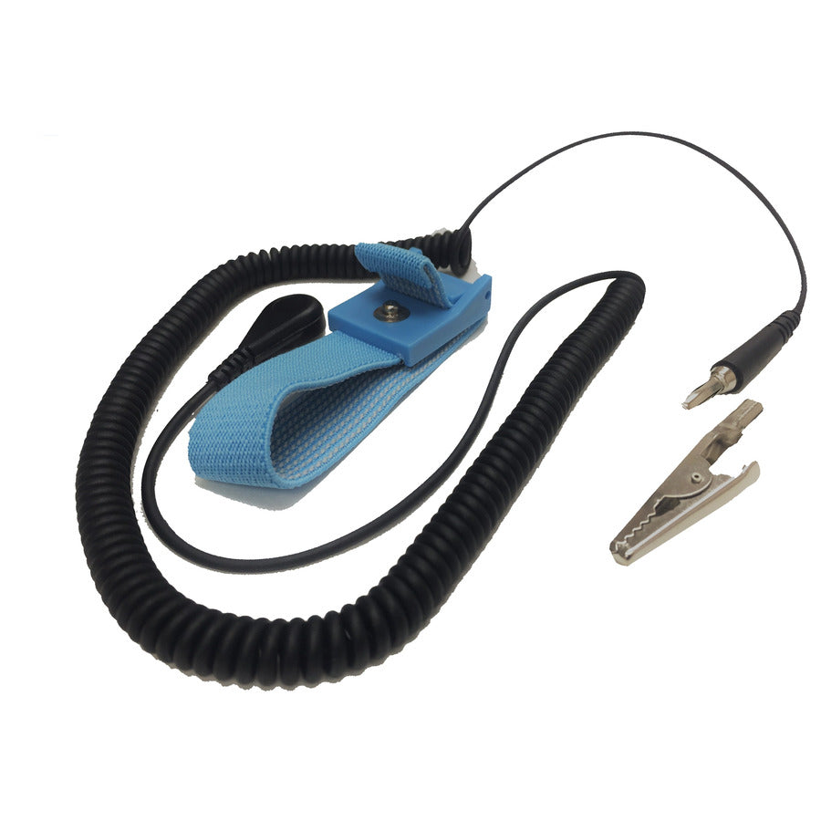 Techni-Pro 10069970 Handgelenkband, ESD-sicher, verstellbar mit 4-mm-Druckknopf, 3 m Spiralkabel