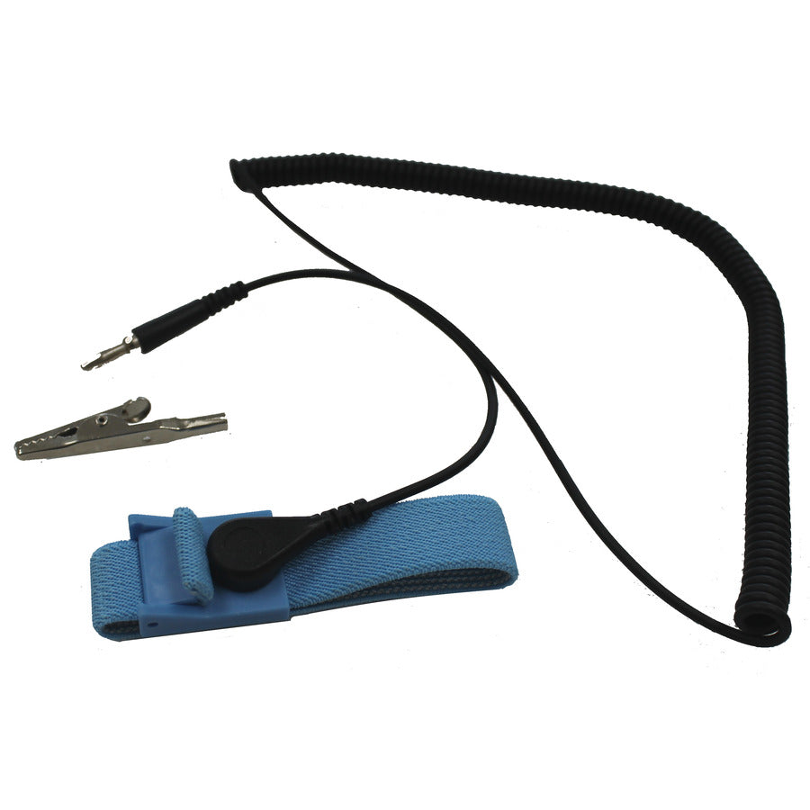 Techni-Pro 10069970 Handgelenkband, ESD-sicher, verstellbar mit 4-mm-Druckknopf, 3 m Spiralkabel