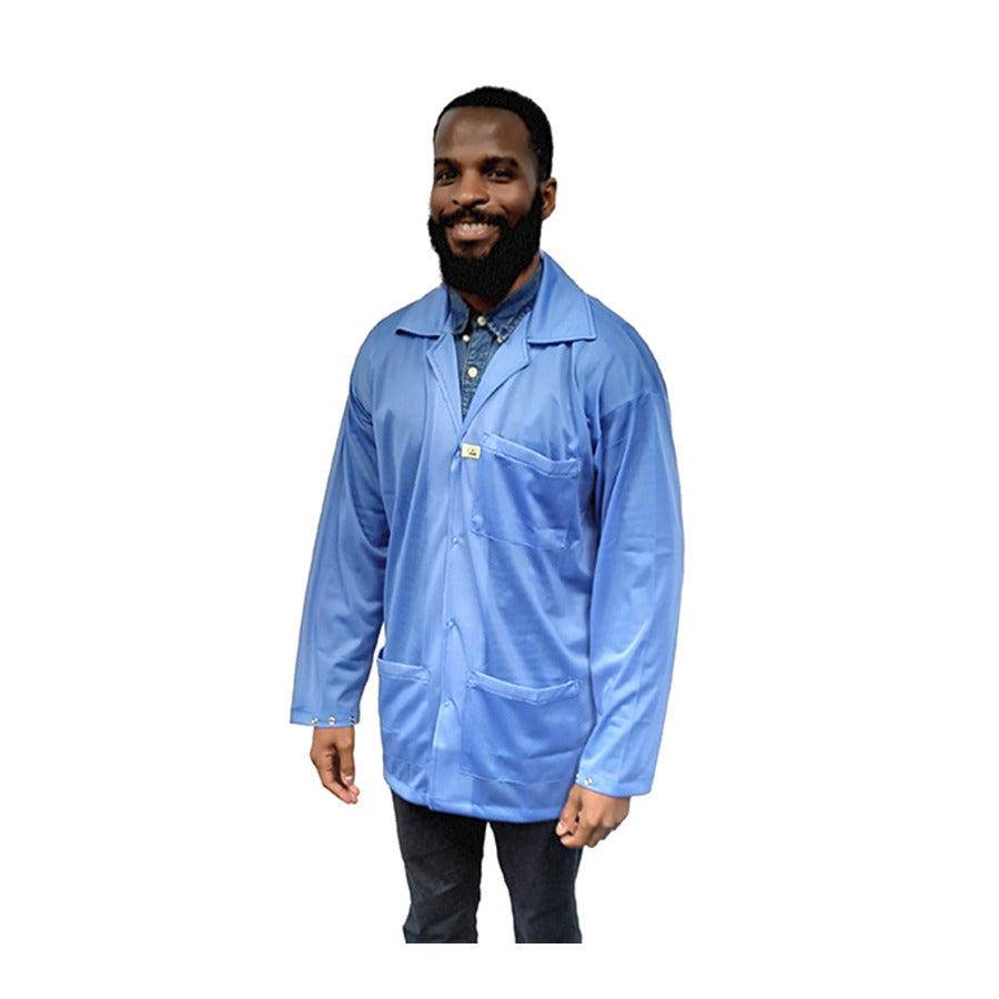 Techni-Pro 10069977 ESD-Jacke, leicht, mit Druckknopfmanschetten, drei Taschen, blau, 3XL