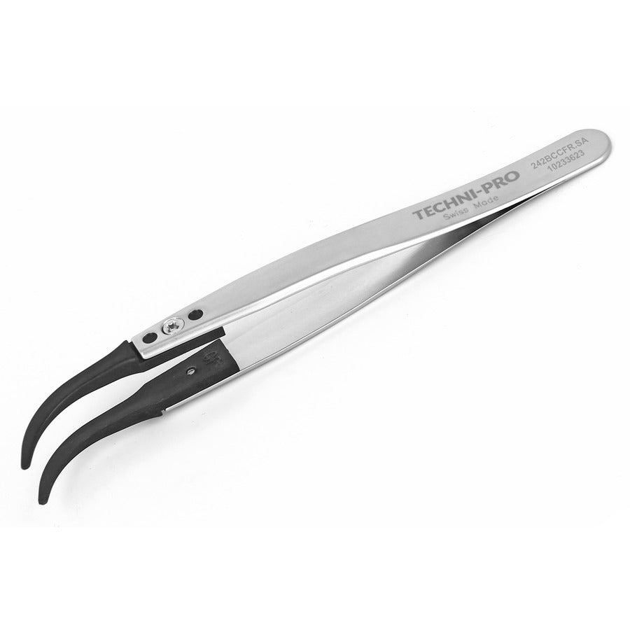 Techni-Pro TNP242CCF ESD Pinzette, Stil 242B, Karbonfaser-Spitzen A242CF, gebogen, 4,5"