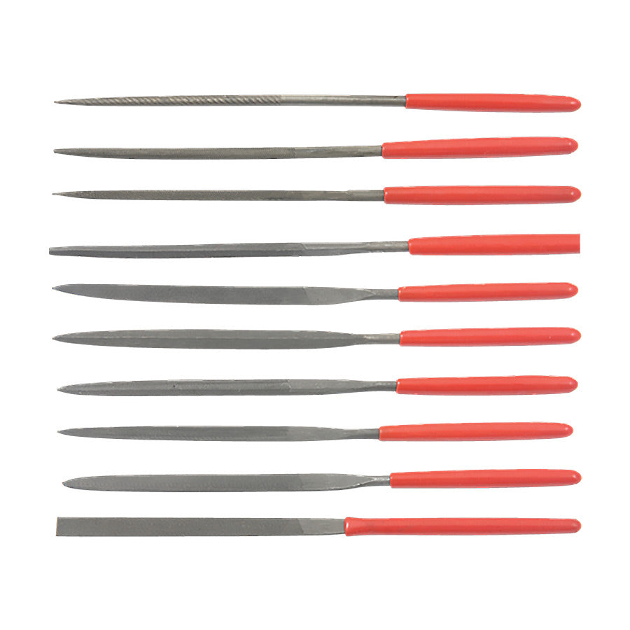 Techni-Pro FIL-076 File Set, Needle, 10 Pieces, 6.25 OAL, 3-1/3" Cut Length, PVC Handle