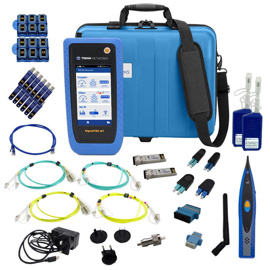 TREND Networks STQT-PRO-KIT-3Y Bundle – SignalTEK QT Pro 10G Kupfer/Glasfaser-Qualifizierer + 2 Jahre Garantieverlängerung (insgesamt 3 Jahre) + Verstärker-Sonde + Zubehör