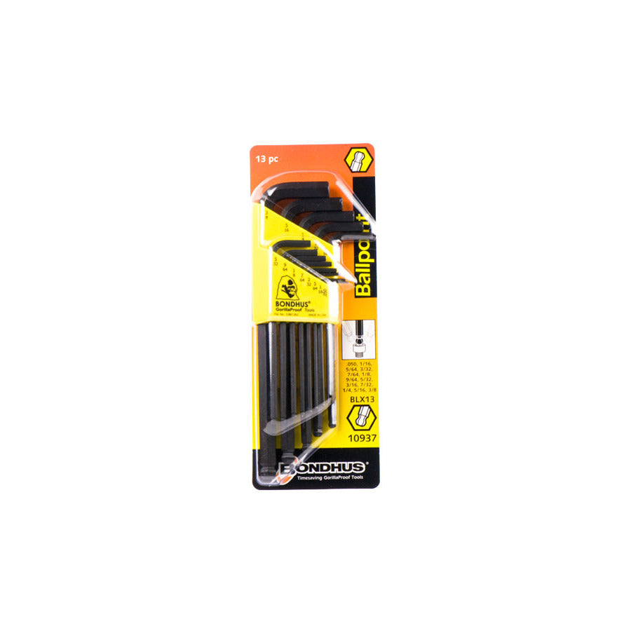 Techni-Pro 758IE937 Hex Key Set, 13 Piece, L-Ball End, 0.50" - 3/8"