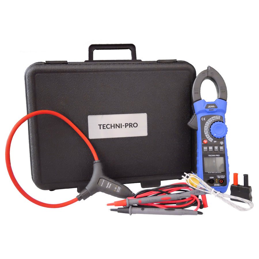 Techni-Pro TNP477 Schwerlast-Echteffektivwert-AC/DC-Zangenmessgerät mit flexibler Stromzange, 4,8 cm Backenöffnung, TNP-Serie
