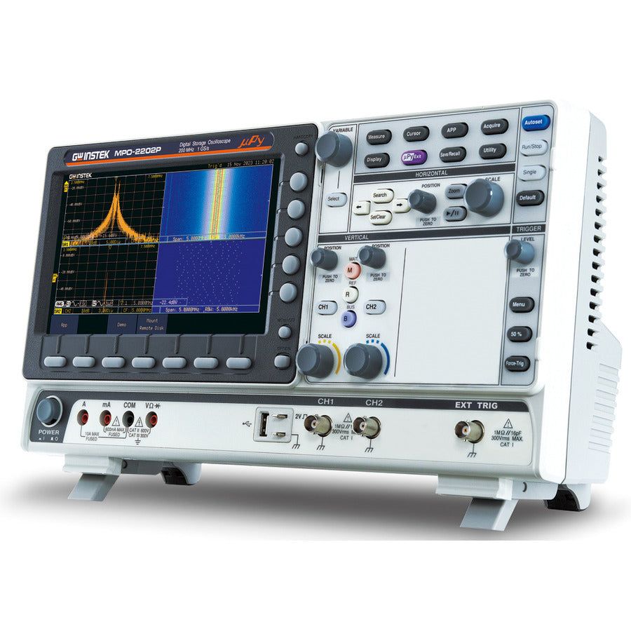 GW Instek MPO-2202P DSO Oszilloskop mit Spektrumanalysator, AWG, DMM und Netzteil, 2 Kanäle, 200 MHz, MPO-2000P-Serie