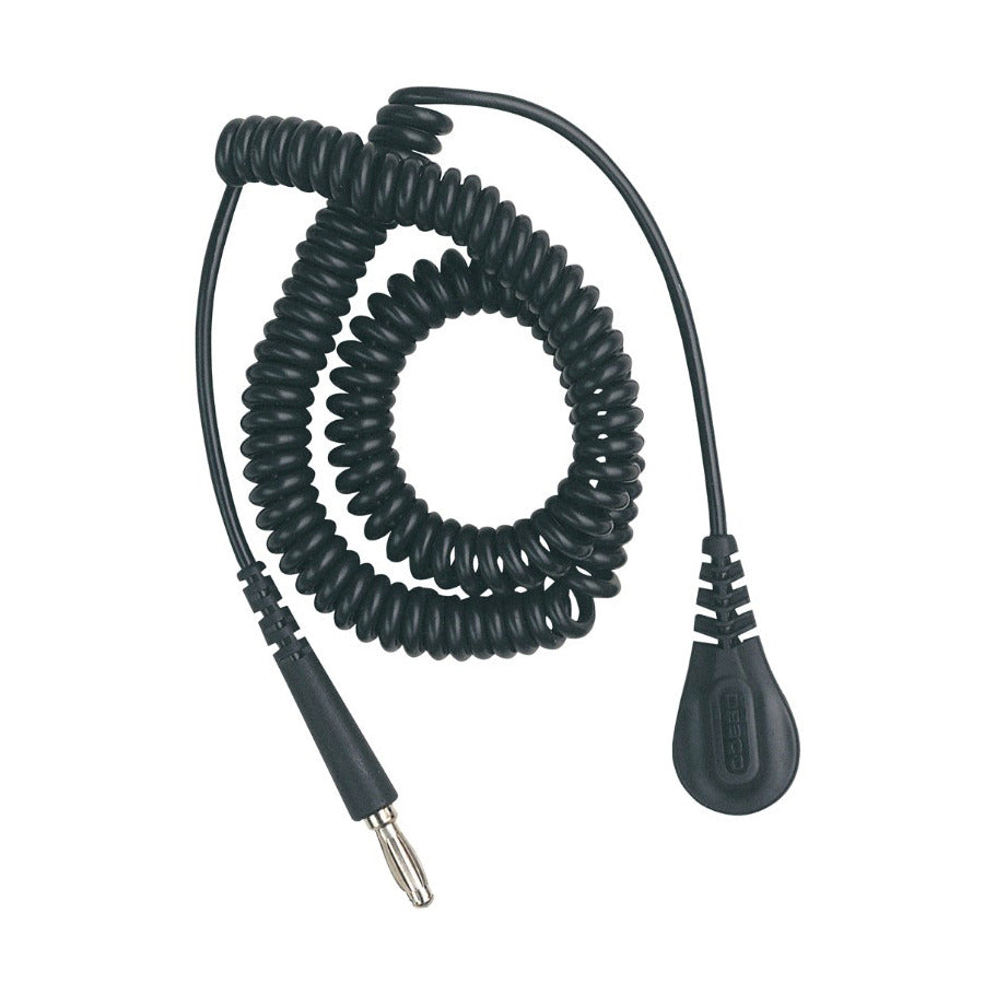 Desco 9480 Grounding Cord Only, for Wrist Strap, 6 ft Over-All Length, 4mm Snap, Black