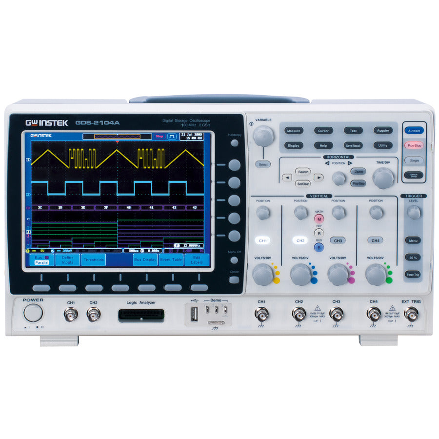 GW Instek GDS-2104A VPO Digital-Oszilloskop, 4 Kanäle, 100MHz, 2Mpts, 2GS/s, GDS-2000A Serie