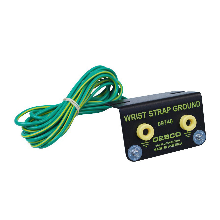 Desco 9740 Grounding System, Dual, for Wrist Strap, 10 ft Over-All Length, 4mm Snap, Green