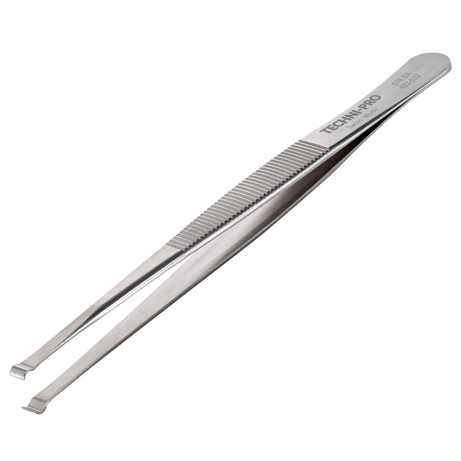 Techni-Pro 482-532 Komponenten-Positionierpinzette, Stil 578, antimagnetisch, Edelstahl, gerillt, 4,7"