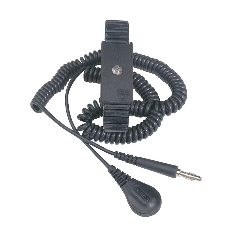 Desco 9085 Wrist Strap, 6 ft Grounding Cord, Adjustable, 4mm Snap, Metal