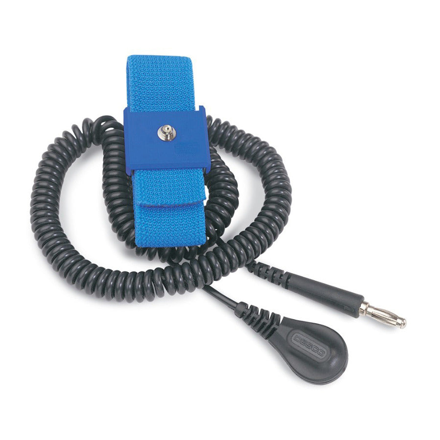 Desco 9070 Wrist Strap, 6 ft Grounding Cord, Adjustable, Wide, 4mm Snap, Polypropylene, Black