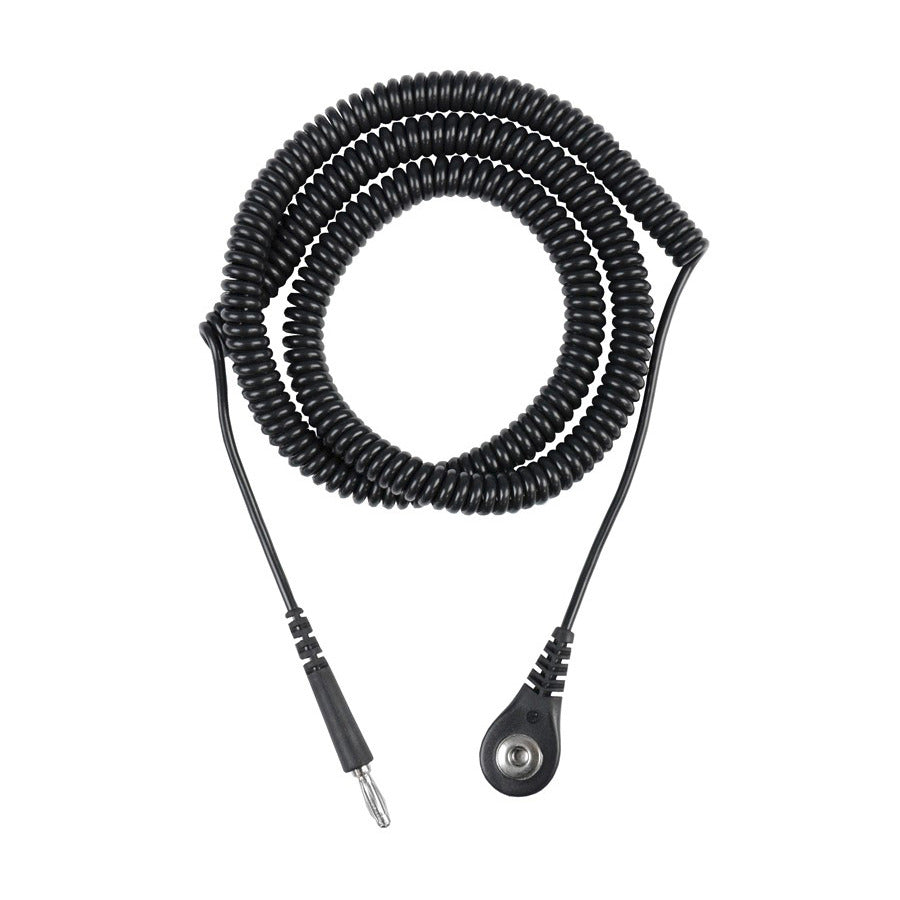 Desco 9680 Grounding Cord Only, for Wrist Strap, 12 ft Over-All Length, 4mm Snap, Black