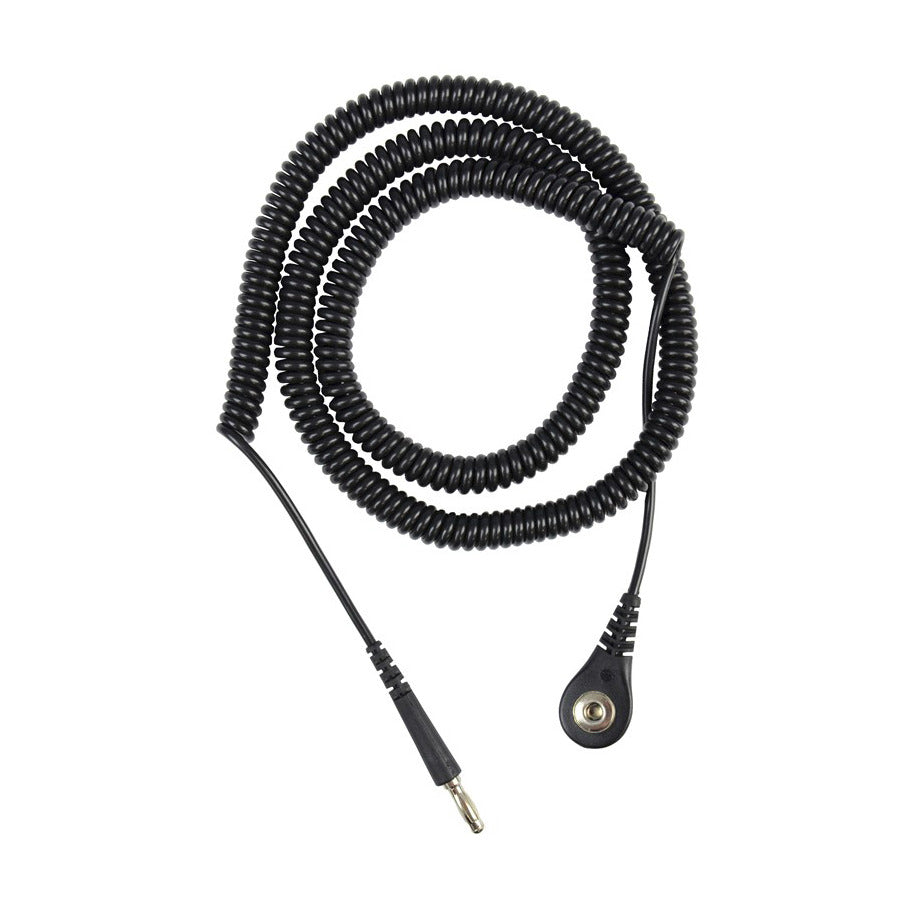 Desco 9682 Grounding Cord Only, for Wrist Strap, 20 ft Over-All Length, 4mm Snap, Black