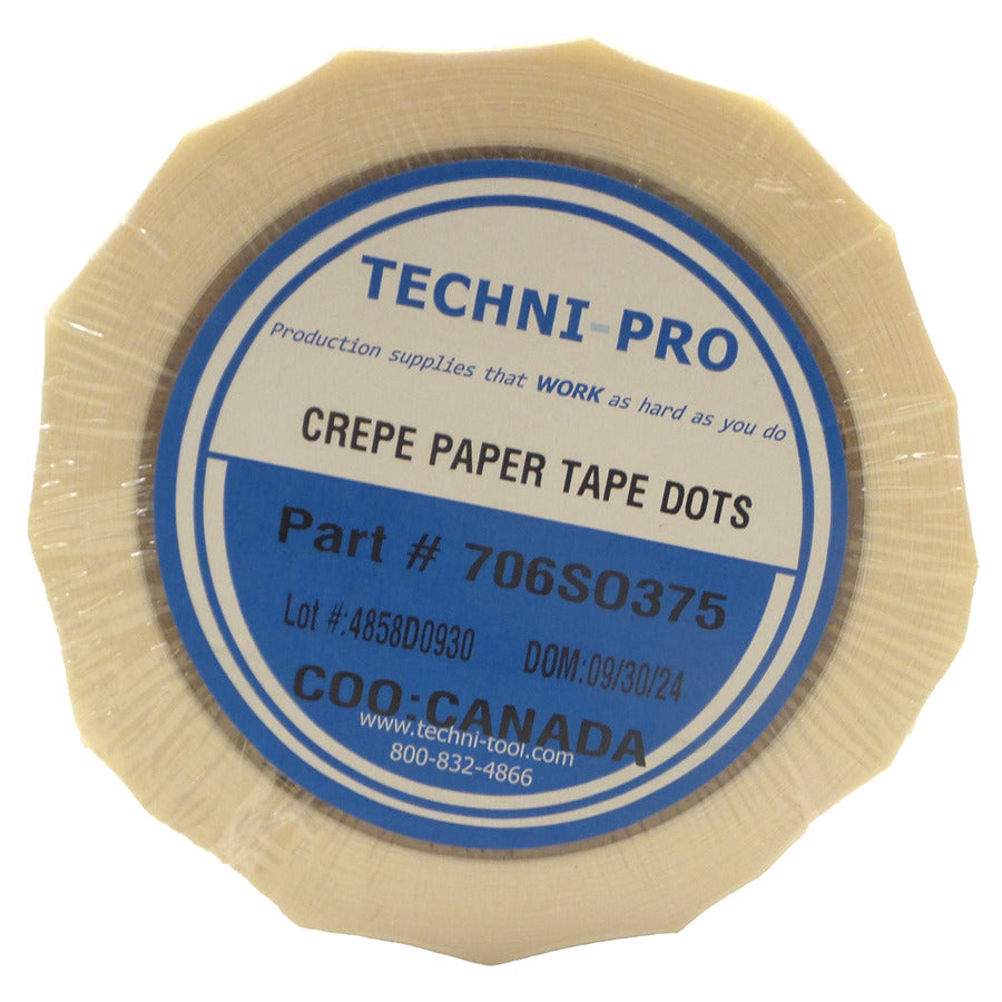 Techni-Pro 706SO375 Tape, High Temp Masking Disc, 300 deg, 3/8", 3" Core, 7.5 mil, Tan, 5000/Roll