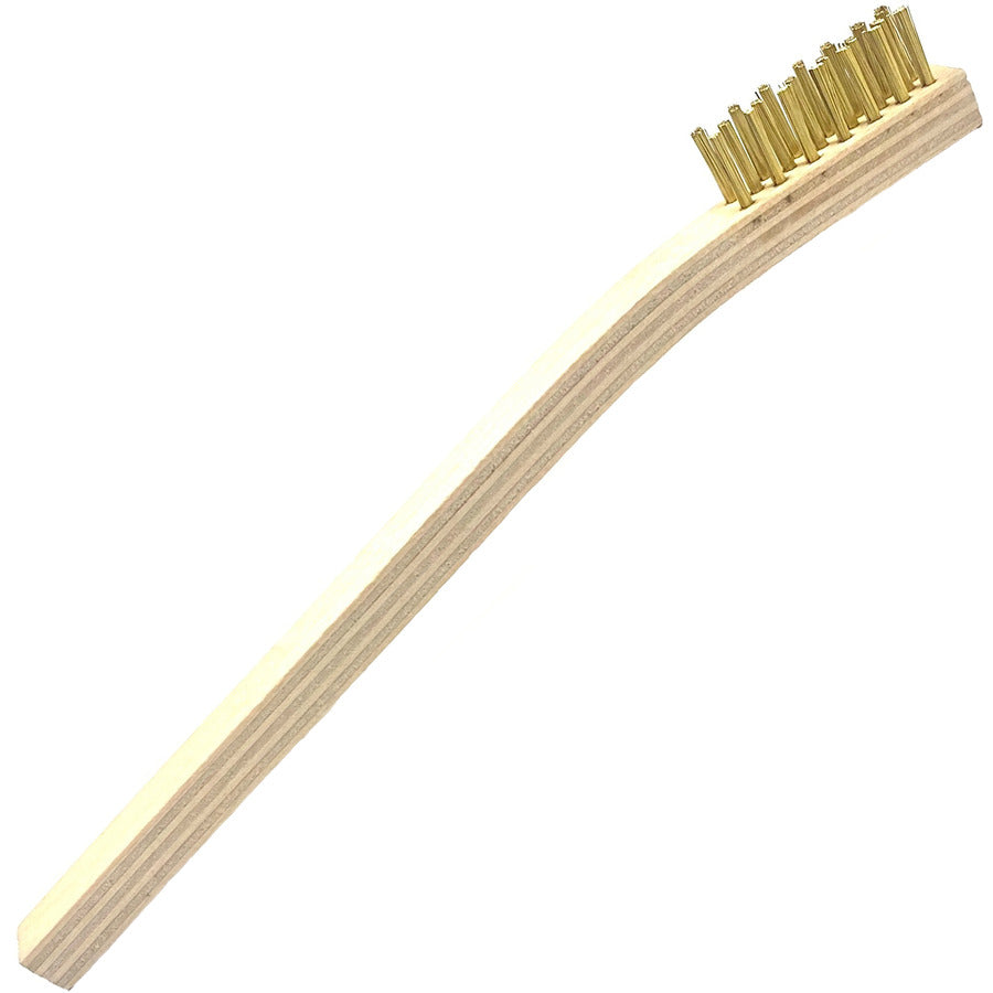 Techni-Pro 758CH023 Brush, Scratch, Cleaning, Brass, 7/16" Bristle, 3 x 7 Rows, Wood Handle