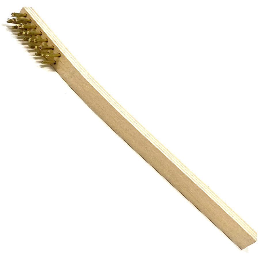 Techni-Pro 758CH023 Brush, Scratch, Cleaning, Brass, 7/16" Bristle, 3 x 7 Rows, Wood Handle