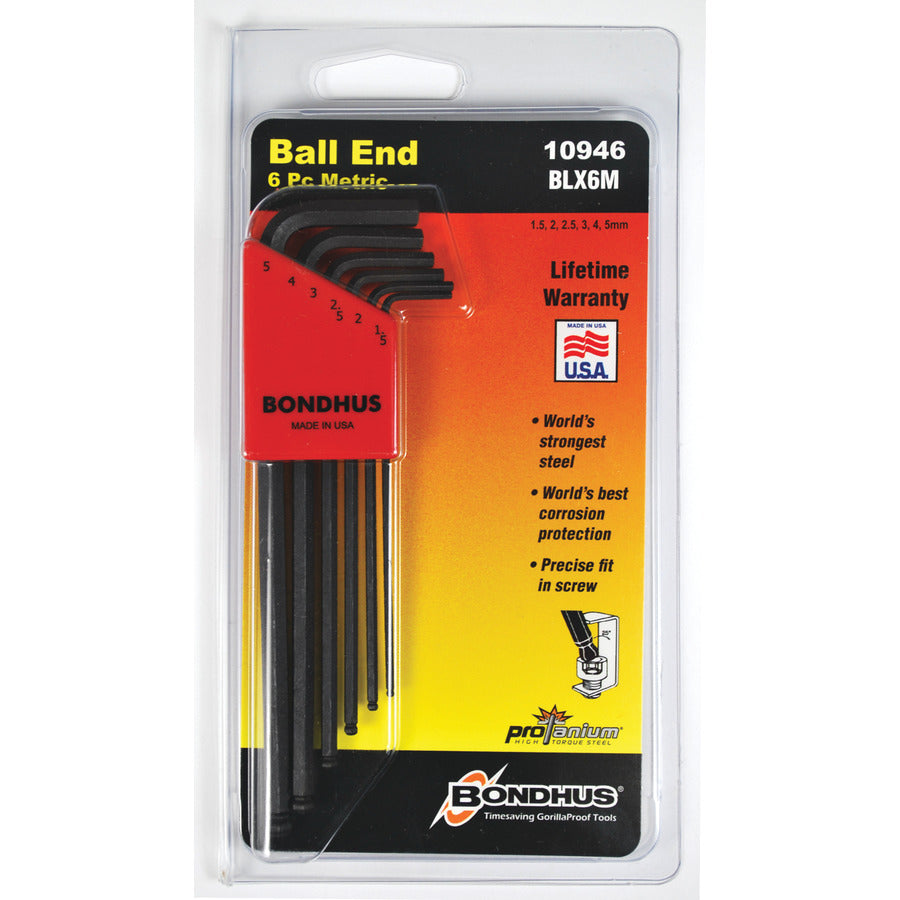 Techni-Pro 758IE946 Hex Key Set, 6 Piece, L-Ball End, 1.5mm - 5mm