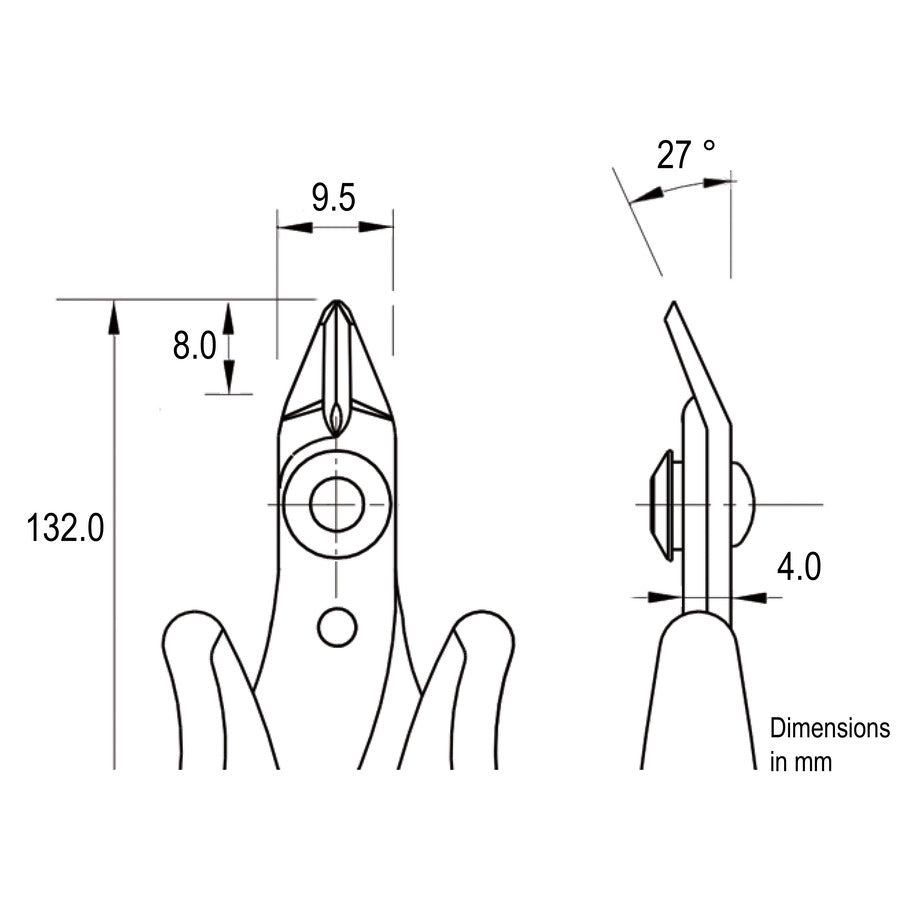 Techni-Pro 758PL1001 Seitenschneider, ESD-sicher, Mikro-Kopf, bündig, 5.2" Gesamtlänge
