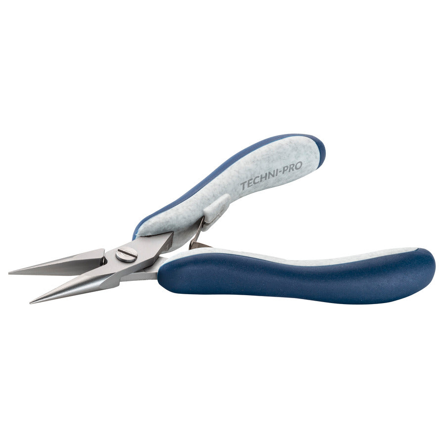 Techni-Pro 758PL6023 Zange, Storchschnabel, glatte Backen, ESD, 5,5 Zoll Gesamtlänge, ergonomischer schlanker Griff, 100Cr6