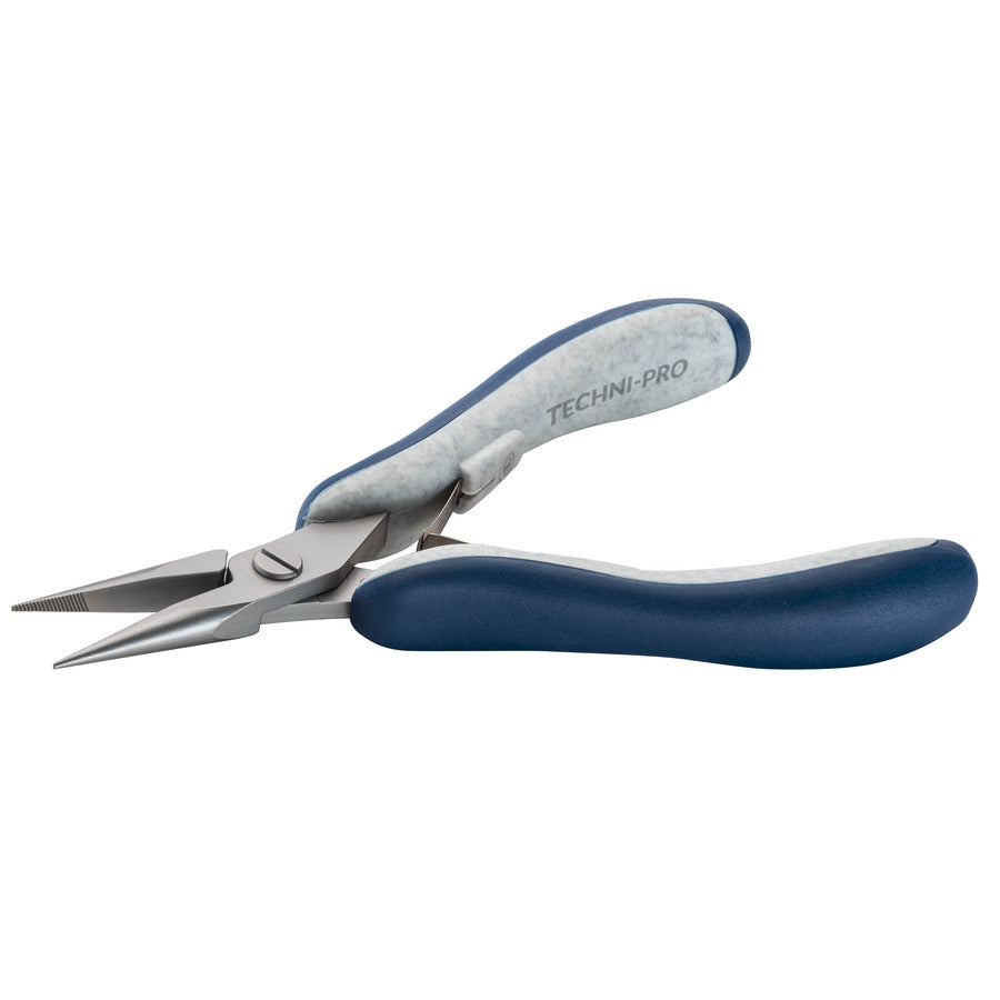 Techni-Pro 758PL6024 Zange, Storchschnabelform, gezackte Backen, ESD, ergonomischer schlanker Griff, 140 mm Gesamtlänge