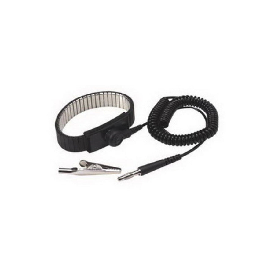 Techni-Pro 758ST1064 Handgelenkband, schwarzes Metall, 7mm Druckknopf, verstellbar, mit 1,8 m Erdungskabel