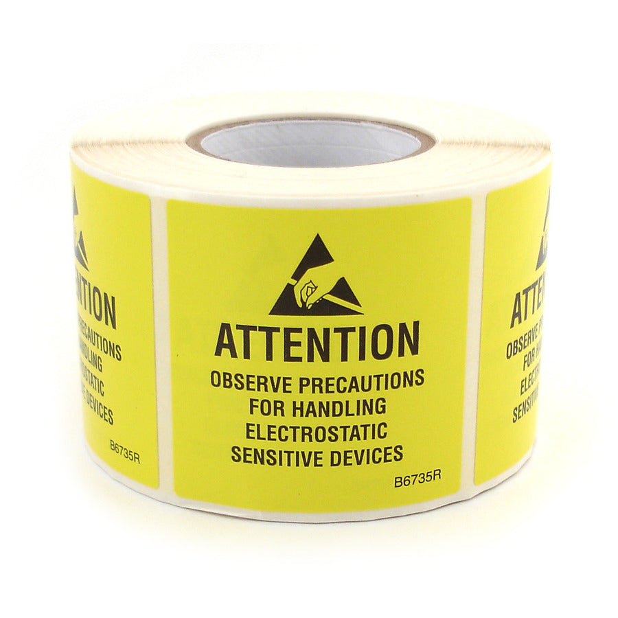 Techni-Pro 758ST675 Awareness Labels, Attention, Reusable Self-Adhesive, 2" x 2", 500/Roll