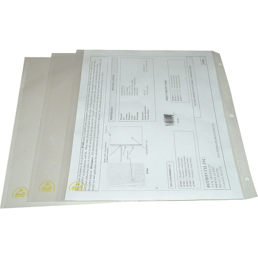Techni-Pro 758ST7142 Sheet Protector, ESD Safe, 8-1/2" X 11" 3 Mil 100/Pack