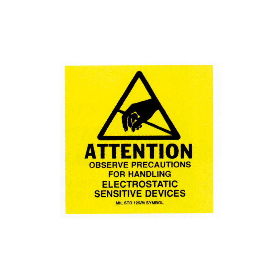 Techni-Pro 758ST722 Awareness Labels, Attention, Permanent Self-Adhesive, 2" x 2" (Mil-Std 129), 500/Roll