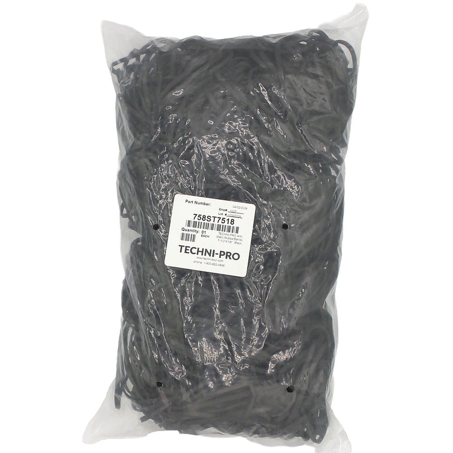 Techni-Pro 758ST7518 Conductive Rubber Bands, Black, 7-1/2" x 1/8", 315/Bag