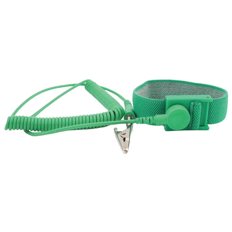Techni-Pro 758ST9009 Handgelenksband, 1/8" (4mm) Druckknopf, 6' Spiralkabel, Grün