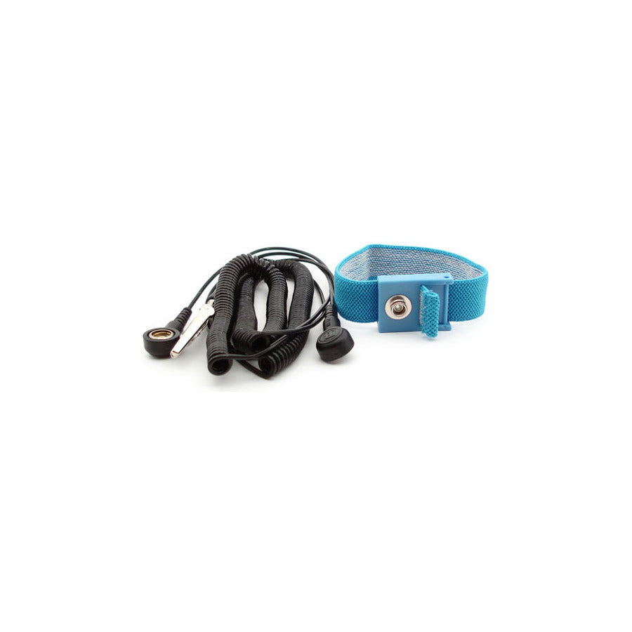 Techni-Pro 758ST9024 Handgelenkband, mit 3,65 m Erdungskabel, verstellbar, 7 mm Druckknopf, blau