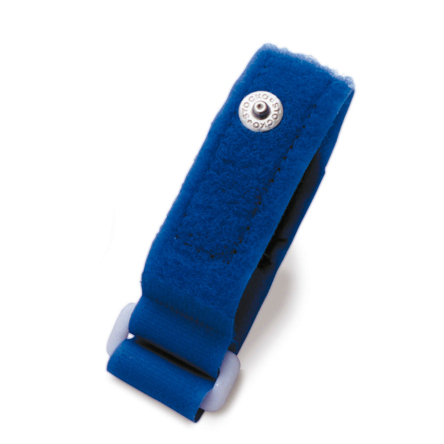 Techni-Pro 758ST926 Handgelenkband, Klettverschluss verstellbar, 1/8" (4mm) Druckknopf, 1,8m Kabel, Blau/Schwarz