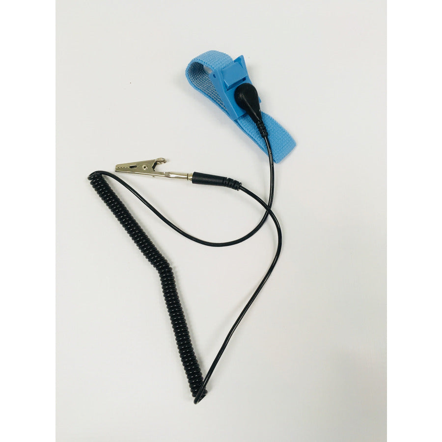 Techni-Pro 758ST9803 Handgelenkband, blau, verstellbar, 4mm Druckknopf, 1,5 m Kabel