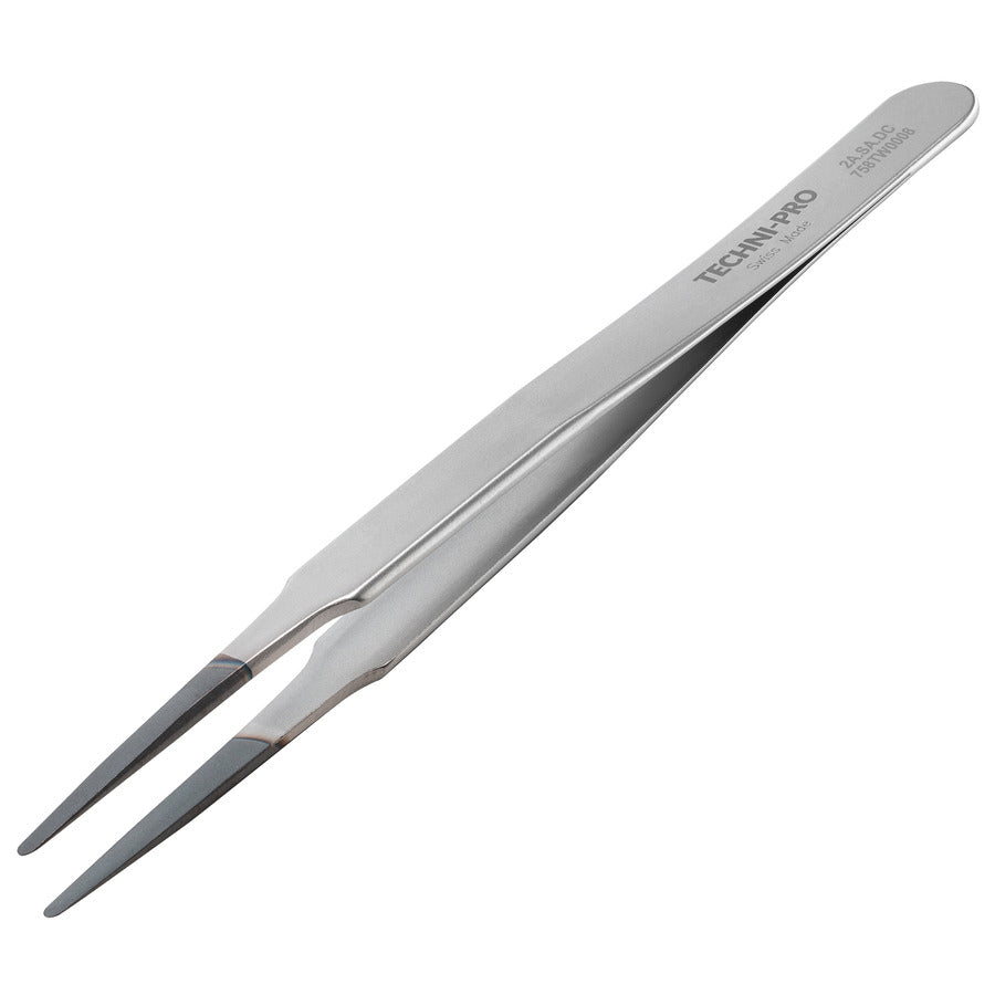 Techni-Pro 758TW0008 ESD Pinzette Diamant, Stil 2A, Antistatisch/Antimagnetisch, Edelstahl, Rund, Flach, 11,9 cm
