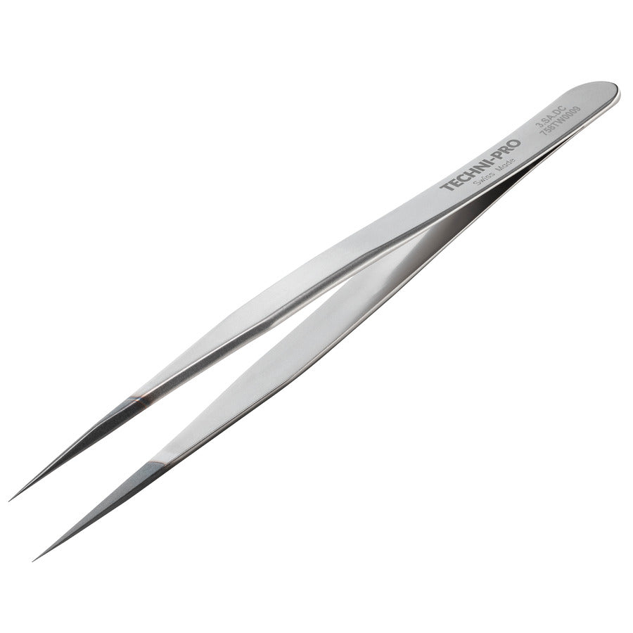 Techni-Pro 758TW0009 ESD Diamantpinzette, Stil 3, säurebeständig/antimagnetisch Edelstahl, fein, spitz, 4,7 Zoll