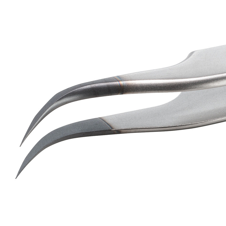 Techni-Pro 758TW0012 ESD Diamantpinzette, Stil 7, Anti-Säure/-Magnetisch, Edelstahl, gebogen, sehr fein, 4.6"