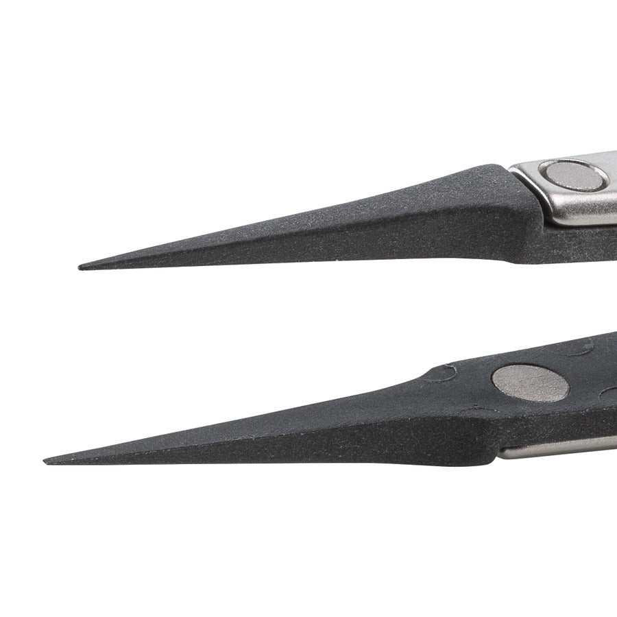 Techni-Pro 758TW017 ESD Kunststoffspitzenpinzette, Form 5, Kohlefaser-Spitzen, sehr fein, 5.1 Zoll