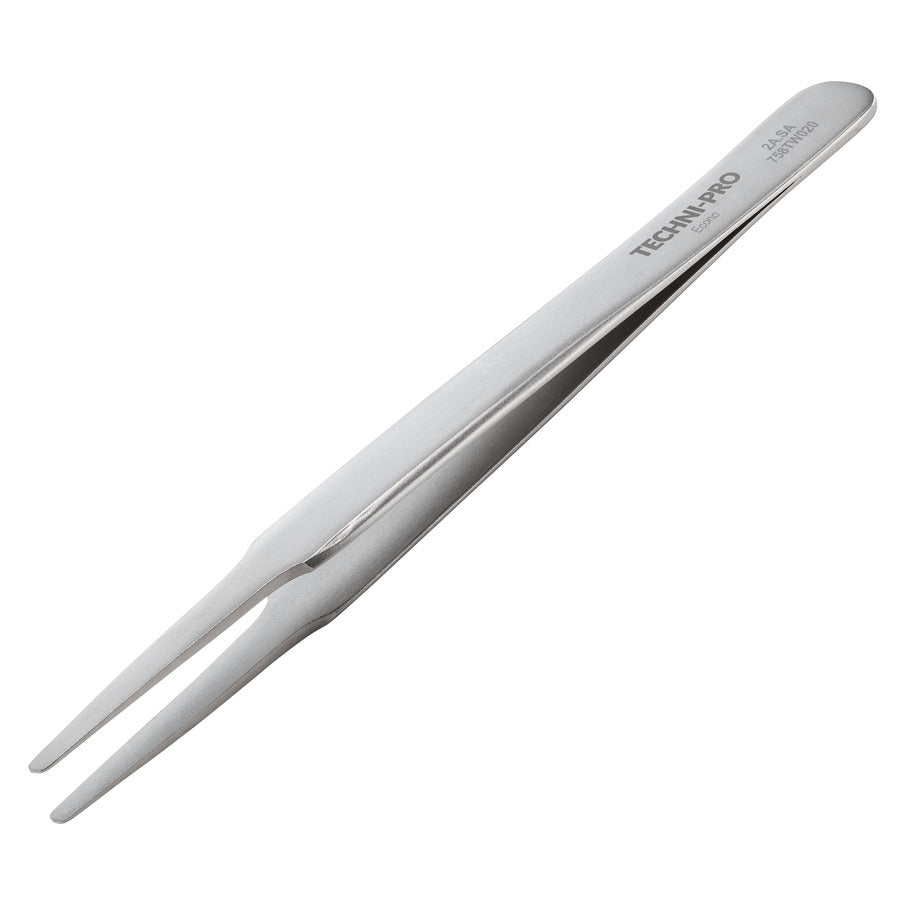 Techni-Pro 758TW020 Economy Tweezers, Style 2A, Anti-Acid/Anti-Mag, SS, Fine, Round, Flat, 4.7"