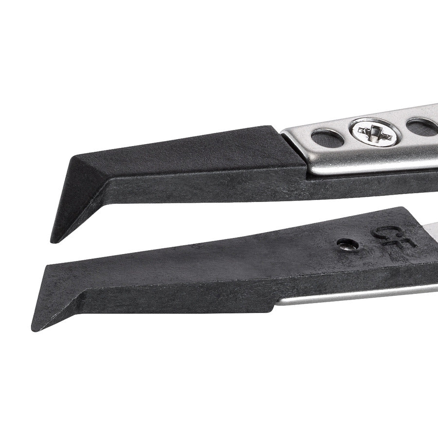Techni-Pro 758TW0246 ESD Plastic Tip Tweezers, Style 246, Carbon Fiber, A246CF, Angled, Thin, 4.9"