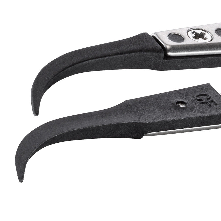 Techni-Pro 758TW0256 ESD-Pinzette mit Kunststoffspitze, Form 7, Kohlefaser, A7CF, gebogen, sehr fein, 5,1 Zoll