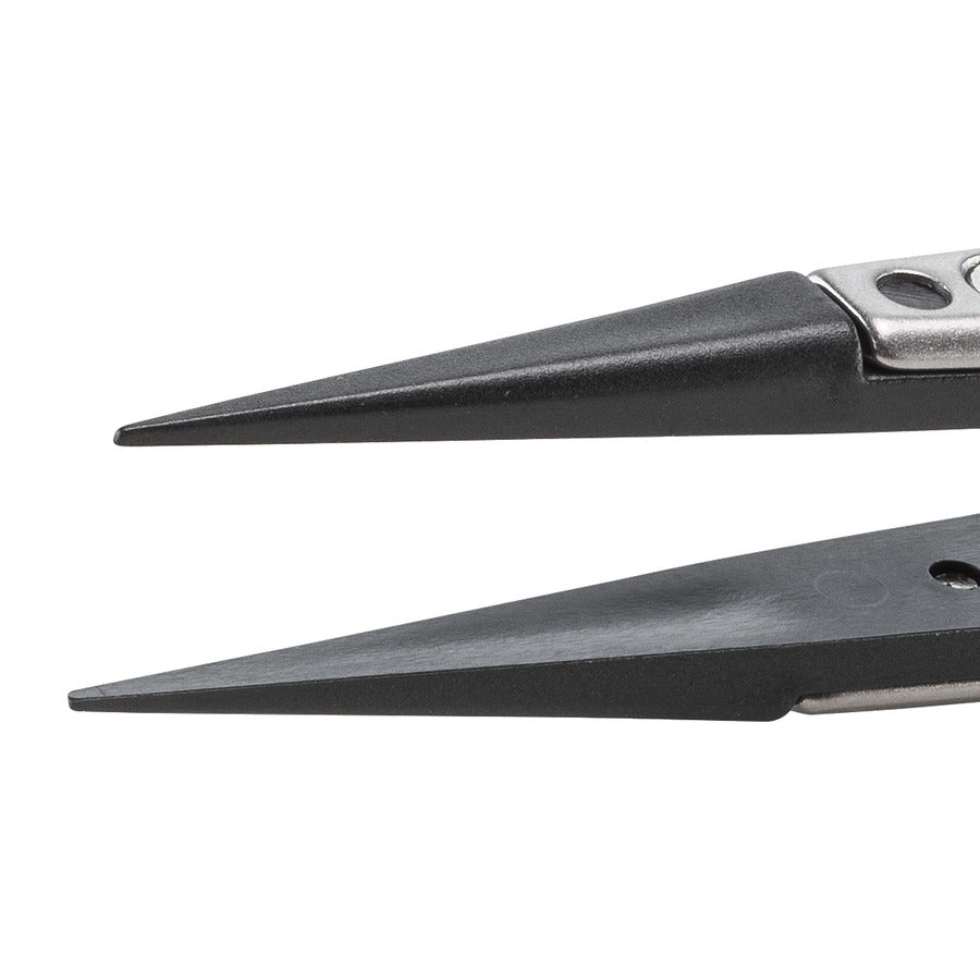 Techni-Pro 758TW0301 ESD Plastic Tip Tweezers, Style 259, Carbon PEEK Tips A259CP, Pointed, 5.1"