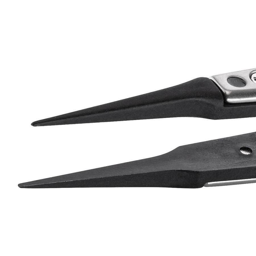 Techni-Pro 758TW0306 ESD Plastic Tip Tweezers, Style 5, Carbon Fiber Tips A5CF, Very Fine, 5.1"