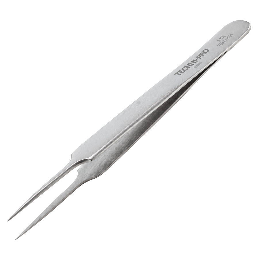 Techni-Pro 758TW051 Economy Tweezers, Style 5, Anti-Acid/Anti-Mag, SS, Fine, Sharp, 4.3"