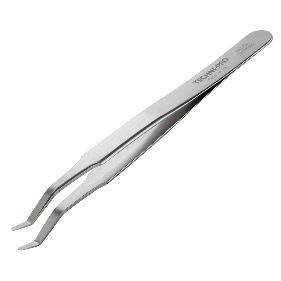 Techni-Pro 758TW066 High Precision Tweezers, Style 2A, Anti-Acid/Anti-Mag, SS, Bent, Round, 4.7"