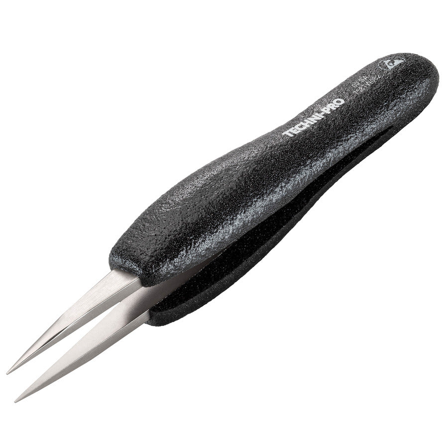 Techni-Pro 758TW082 ESD Foam Tweezers, Style 00, Anti-Acid/Anti-Mag, SS, Thick, Strong, 4.7"