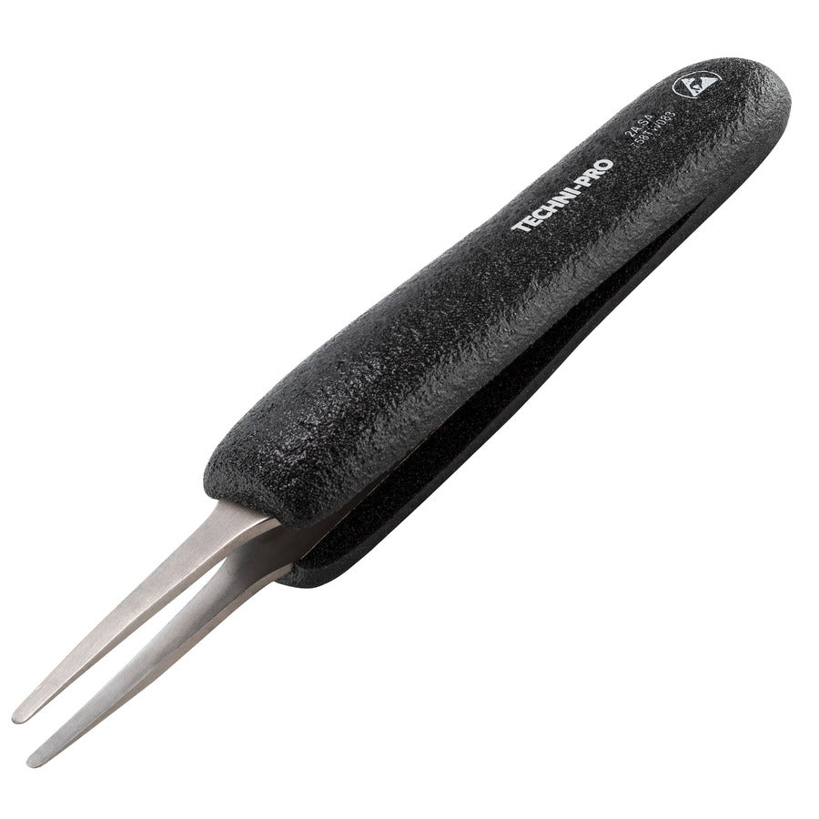 Techni-Pro 758TW083 ESD Foam Tweezers, Style 2A, Anti-Acid/Anti-Mag, SS, Fine, Round, Flat, 4.7"