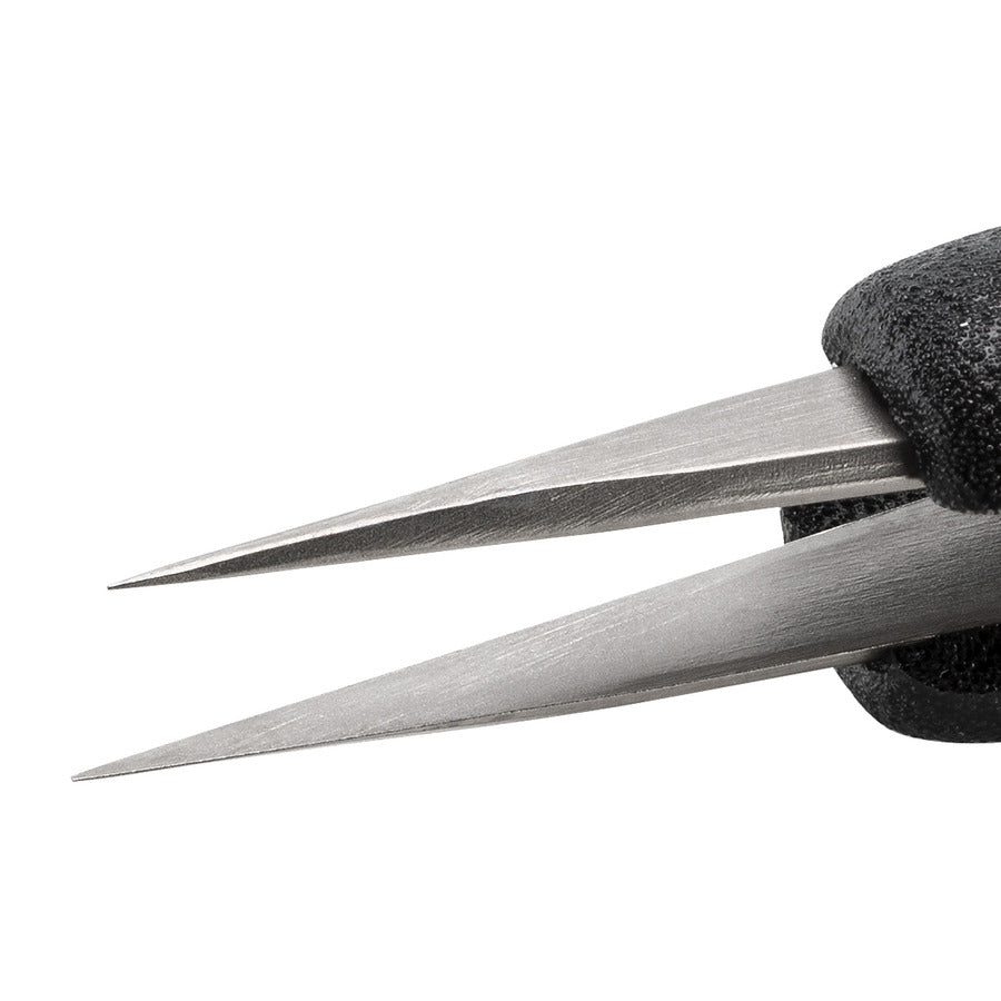 Techni-Pro 758TW085 ESD Foam Tweezers, Style 3C, Anti-Acid/Anti-Mag, SS, Fine, Pointed, 4.3"