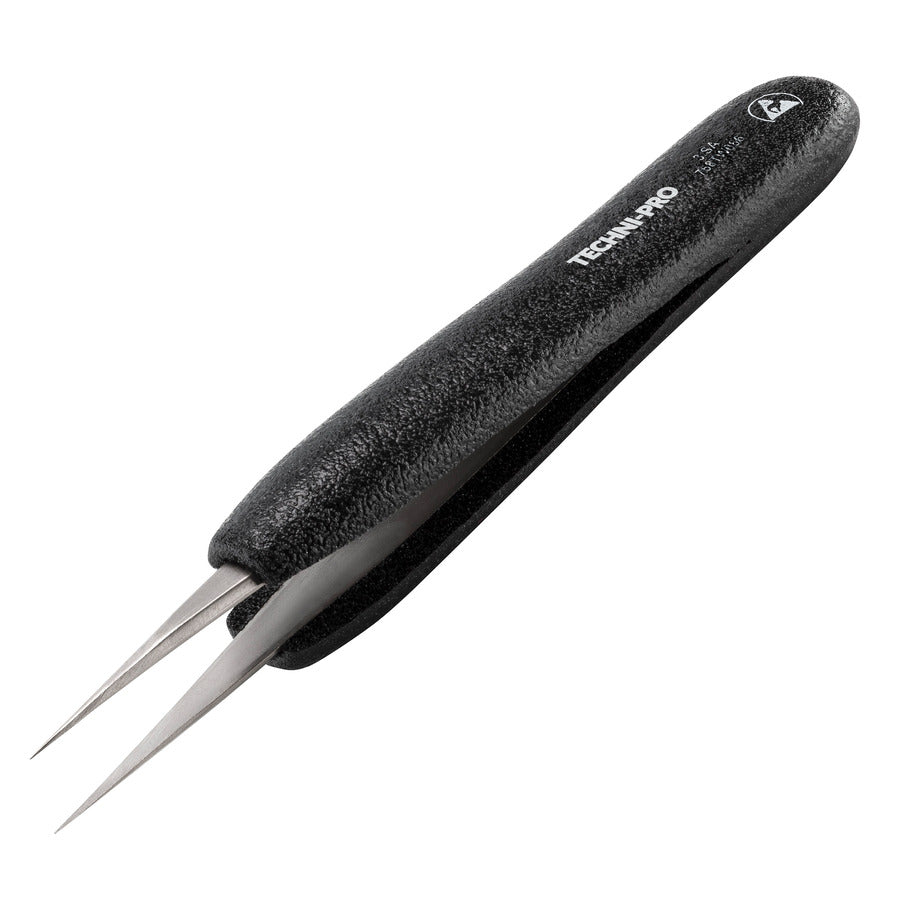 Techni-Pro 758TW086 ESD Foam Tweezers, Style 3, Anti-Acid/Anti-Mag, SS, Fine, Pointed, 4.9"