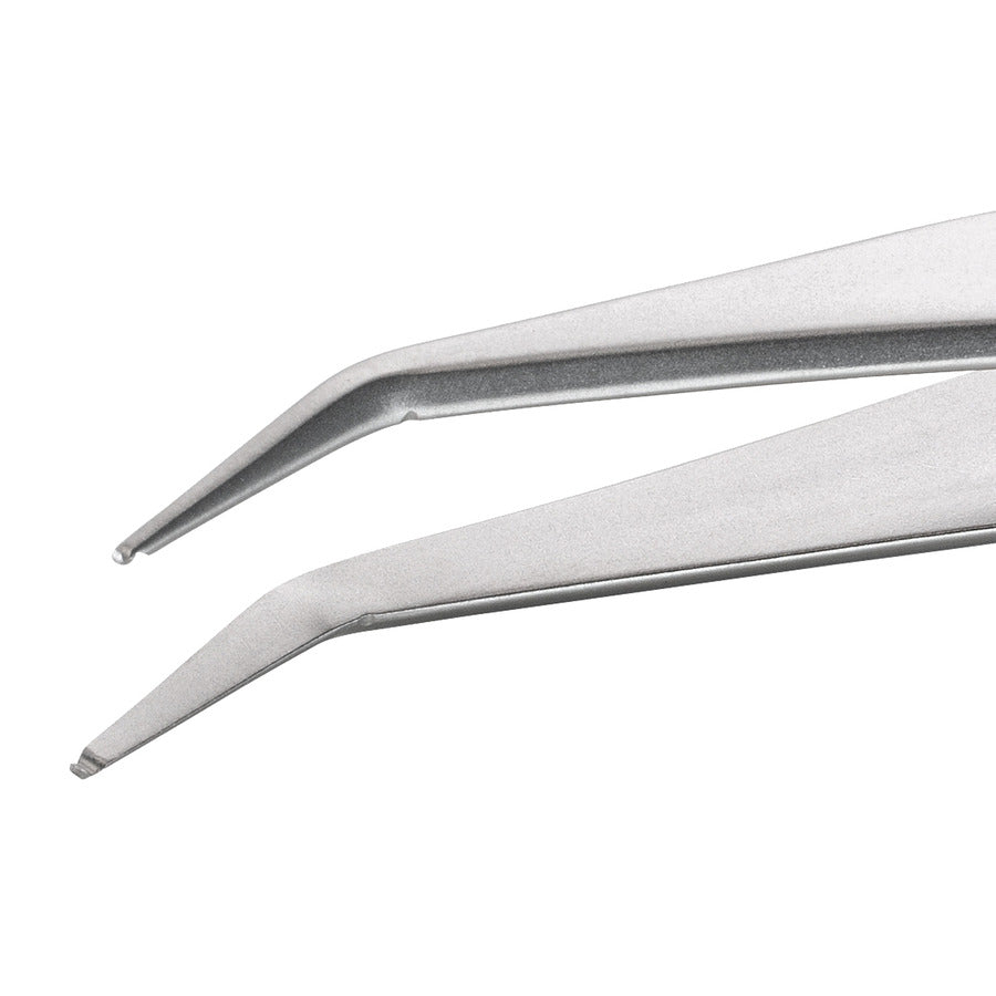 Techni-Pro 758TW115 SMD Tweezers, Style SM115, Anti-Acid/Anti-Mag, SS, Bent, Grooved, 4.5"