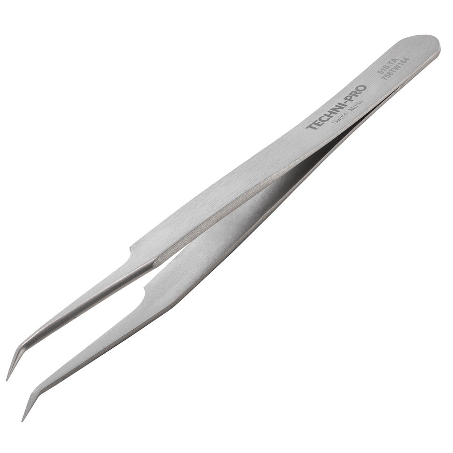 Techni-Pro 758TW164 Hochpräzisionspinzette, Stil 51S, Titan, gebogen, fein, 4,5 Zoll